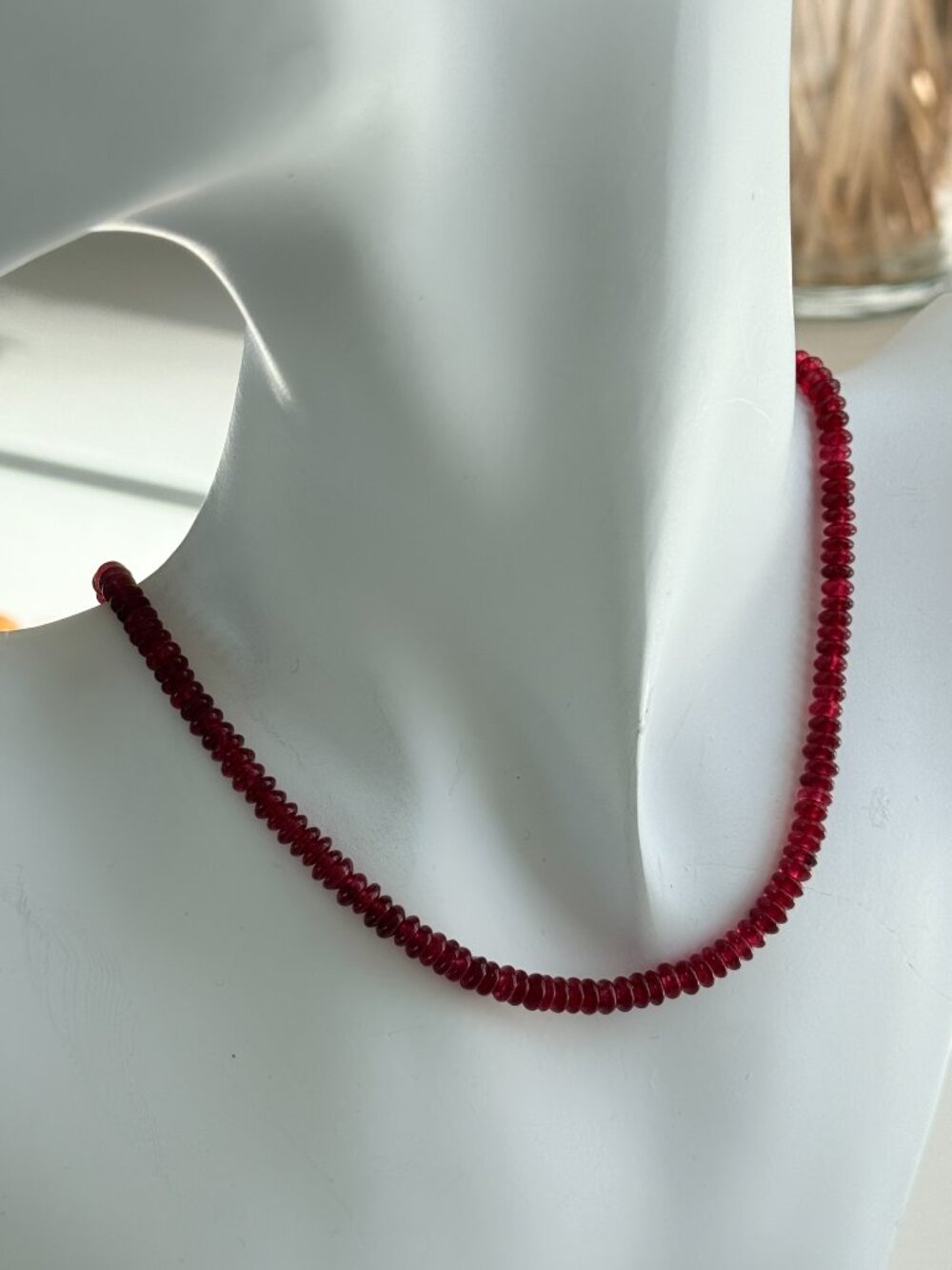 Ruby Red Gemstone Choker Necklace | Burgundy Beaded Necklace - Picture 8 of 8